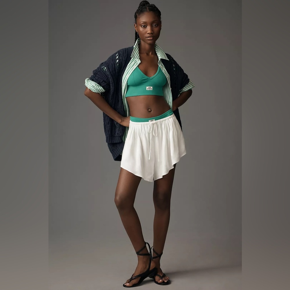 NWT Maeve Anthropologie Silky Chemisette Shorts White Women's Size Medium